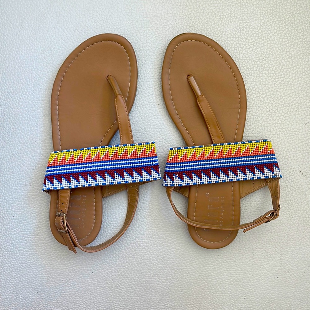 Boho beach thong sandals with beading